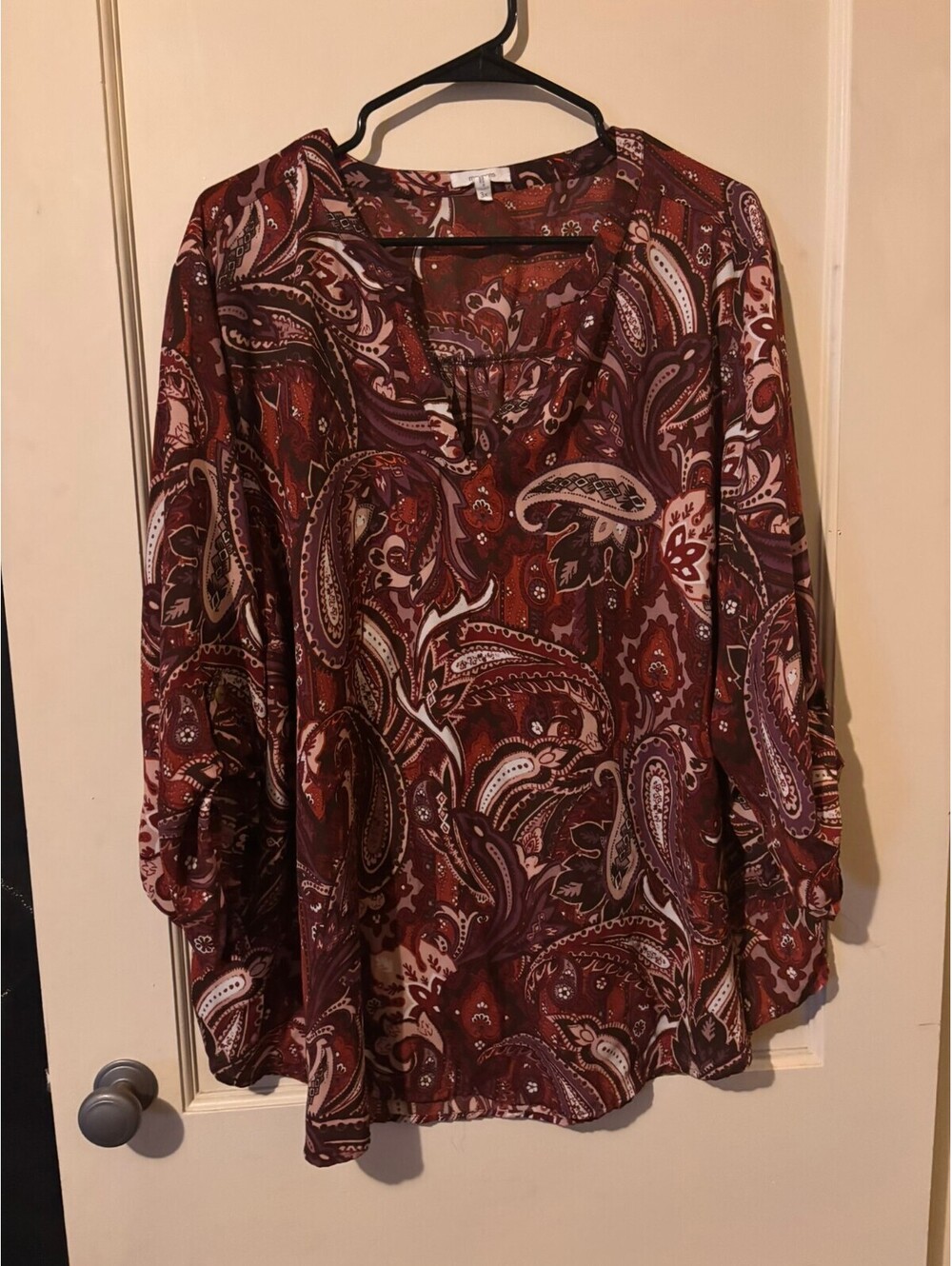 Maurices Burgundy paisley blouse 3X